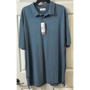 NWT Grand Slam Performance Golf Polo Men's XXL Real Teal Stripe Short Sleeve